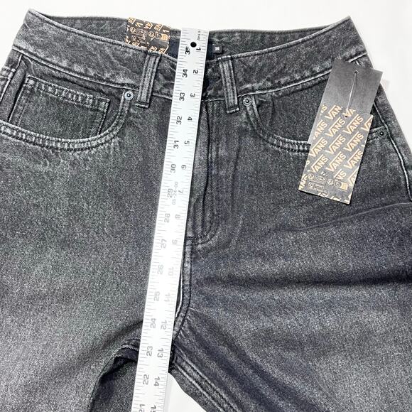 Vans Off the Wall Denim Jeans Women 26x30 Black Washed Wide Leg Baggy Loose Fit - Picture 10 of 11